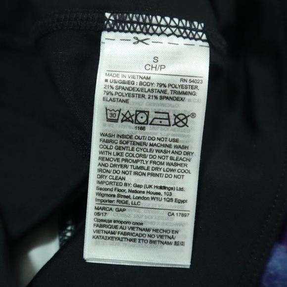 BLACKOUT LEGGINGS S Gapfit Blue Pink Watercolor Activewear Fitness Running Yoga - Picture 3 of 8